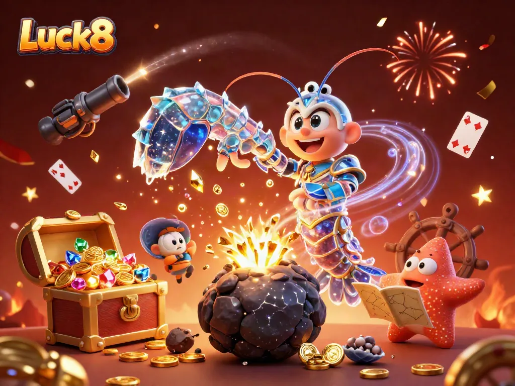 Experience the excitement of Luck8's gaming realm with vibrant underwater treasures and animated characters!