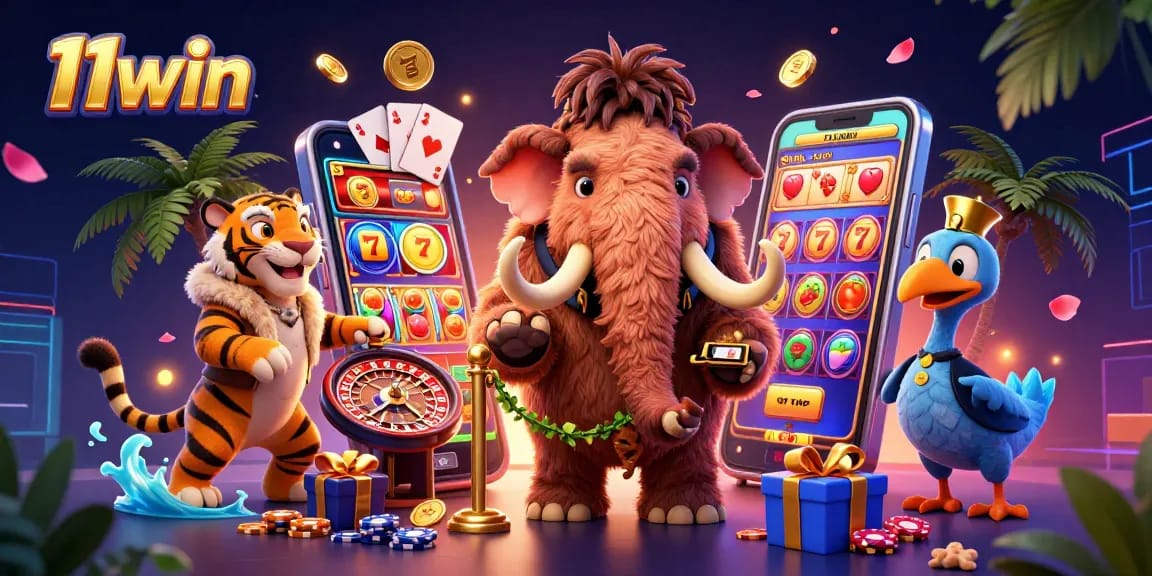 Engage with 11win at the vibrant casino entrance with a bouncer, VIP guest, and doorman.