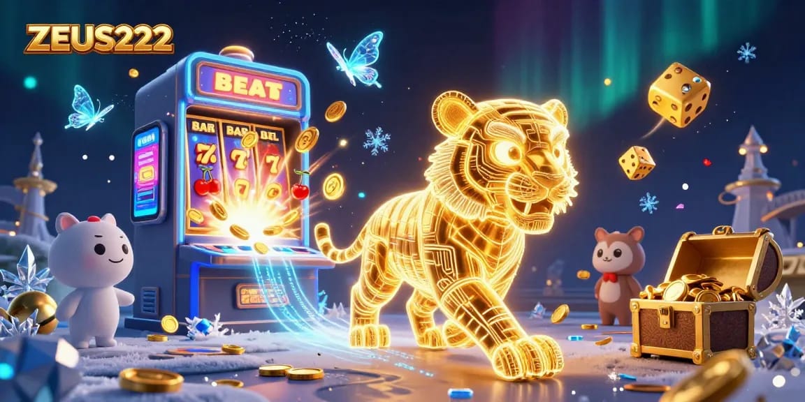 Play exciting slots at ZEUS222, featuring dynamic gaming elements and vibrant casino visuals.