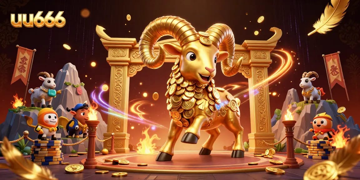 Experience thrilling gameplay at uu666 with a massive golden ram charging through a high-stakes betting arena.