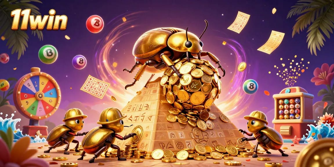 Experience the thrill of 11win with colorful lottery elements and engaging casino symbols.