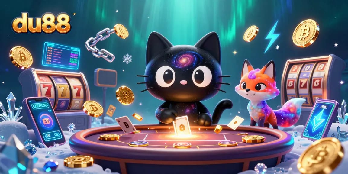 du88 immerses players in an engaging cosmic casino scene with vibrant digital elements and characters.