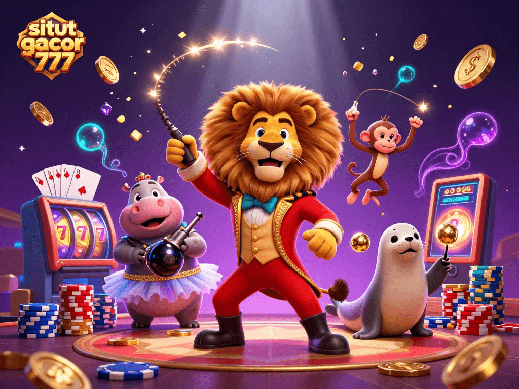 Sparkling scene from situs slot gacor 777 featuring lively characters and dynamic slot machines for an exciting casino experience.