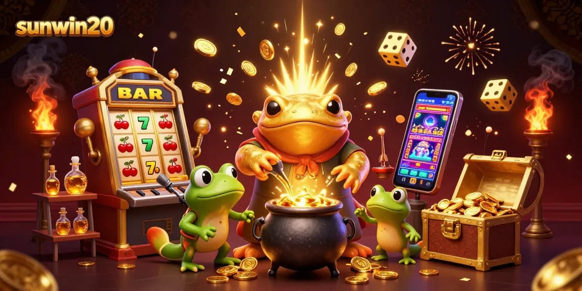 Experience sunwin20's thrilling casino atmosphere full of gold coins, jackpots, and magical characters.