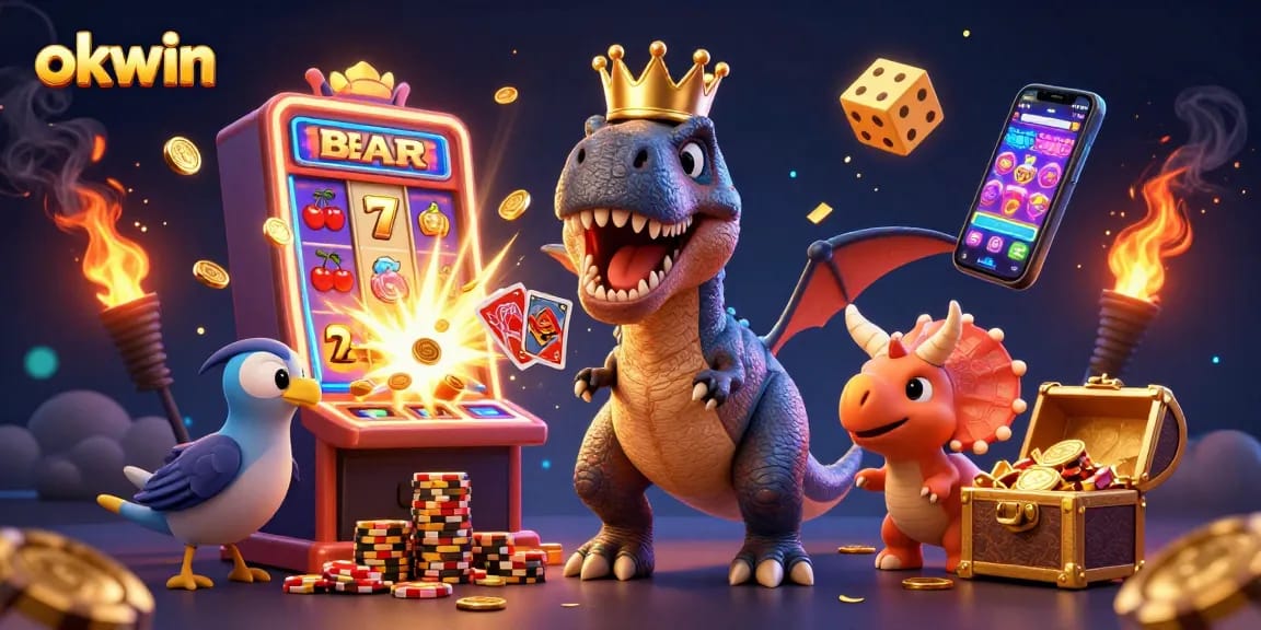 Experience the thrilling world of okwin with vibrant casino games, animated characters, and jackpots.