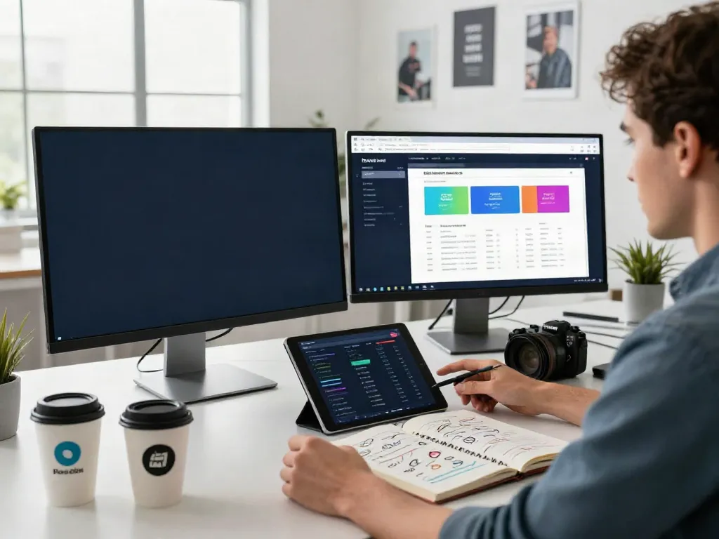 SEO specialist analyzing instant indexing data in a modern tech workspace.