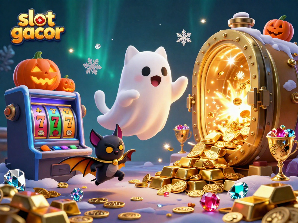 Experience the thrill of slot gacor action with vibrant characters exploring a dynamic casino.