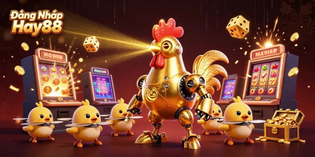 Experience excitement with Đăng Nhập Hay88 in this vibrant 3D casino illustration showcasing thrilling gaming elements.