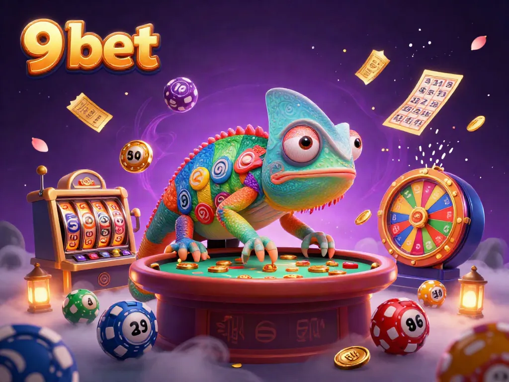 Experience the thrill of 9 bet with a dynamic 3D casino scene featuring playful elements and vibrant colors.