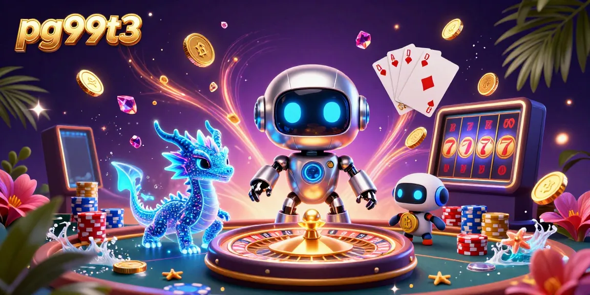 Experience the vibrancy of pg99t3 with exciting casino elements and characters in a stunning scene.