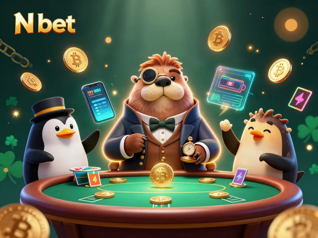 N bet players strategizing over a poker table in a vibrant underwater scene with cartoon characters.