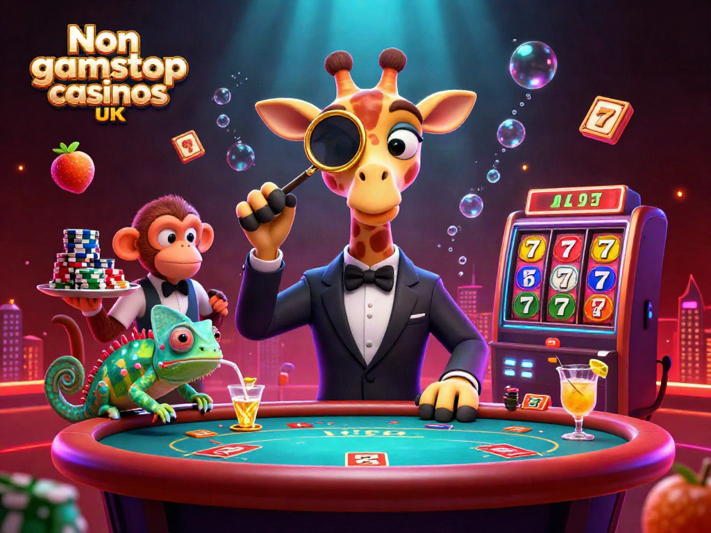Experience the excitement with Non gamstop casinos UK featuring high-roller giraffe and vibrant slot elements.