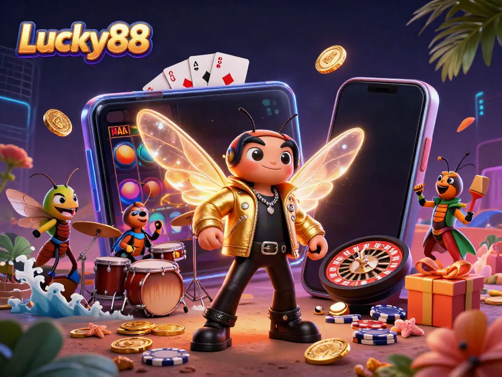 Experience Lucky88 with a vibrant, lively casino scene highlighting games and excitement.