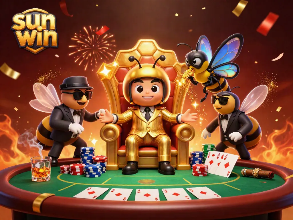 Experience thrilling poker action with sun win's animated casino scene featuring characters and dynamic game elements.