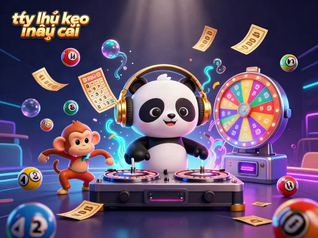 Engage with tỷ lệ kèo nhà cái in this vibrant, action-packed casino illustration featuring lively characters.