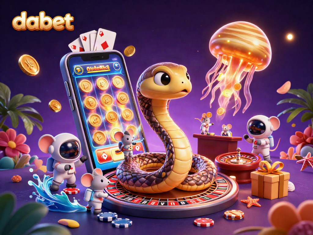 Experience thrilling bets on dabet with a cosmic casino scene featuring playful astronaut mice and stunning games.