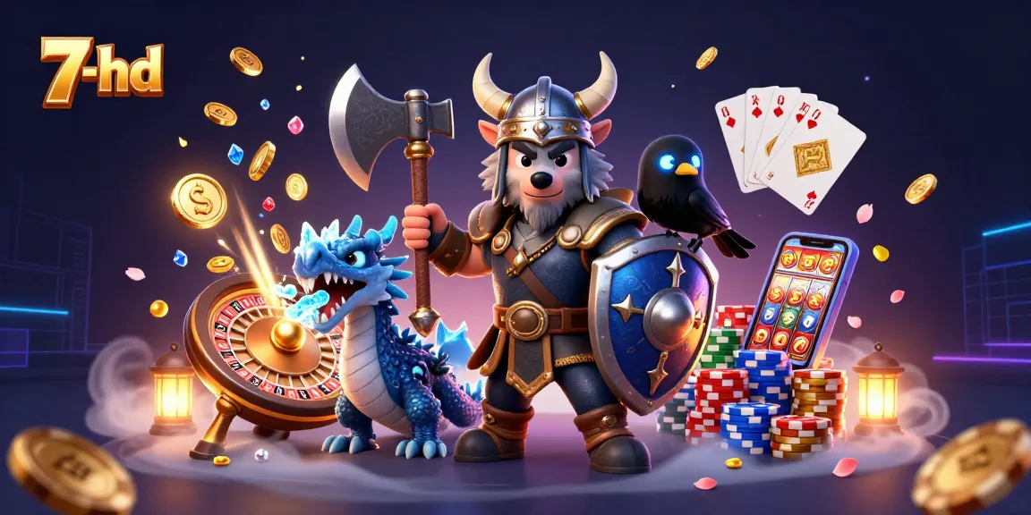 Experience thrilling action with 7-hd's dynamic gaming scene featuring Viking warriors and treasure!