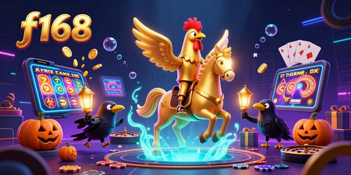 Experience thrilling games at f168 with immersive 3D visuals showcasing dynamic casino elements and characters.