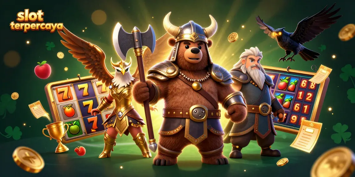 Experience slot terpercaya with a Viking berserker and Valkyrie, dynamic casino elements