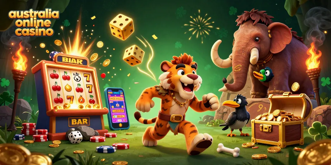 Engage with the vibrant world of australia online casino through a lively 3D illustration of exciting games.