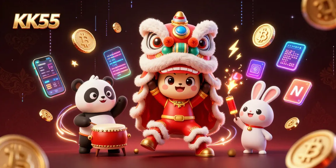 Engage in thrilling gameplay with KK55, showcasing lively characters and vibrant casino elements